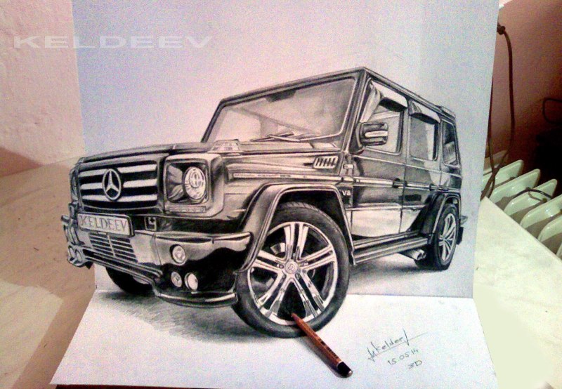 Мерседес g 55 АМГ карандашом