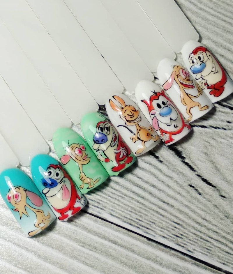 Роспись на ногтях животные