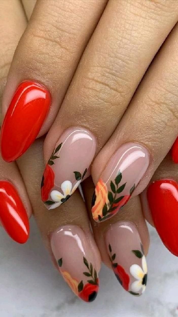 Красный френч на миндалевидных