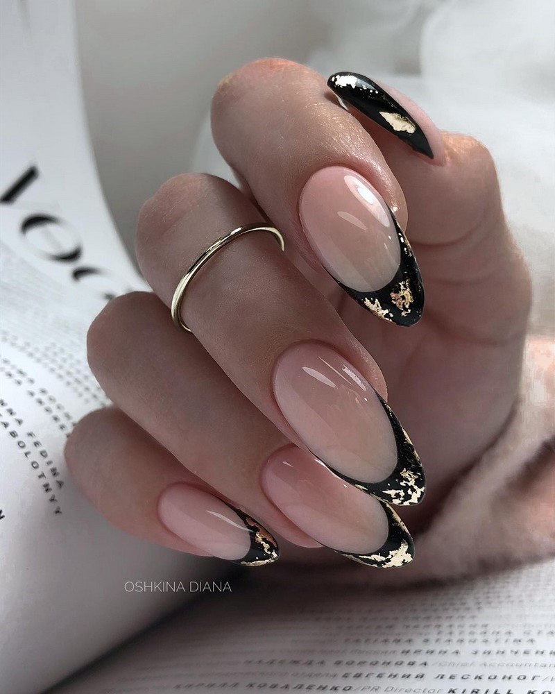 Маникюр 2022 черный френч