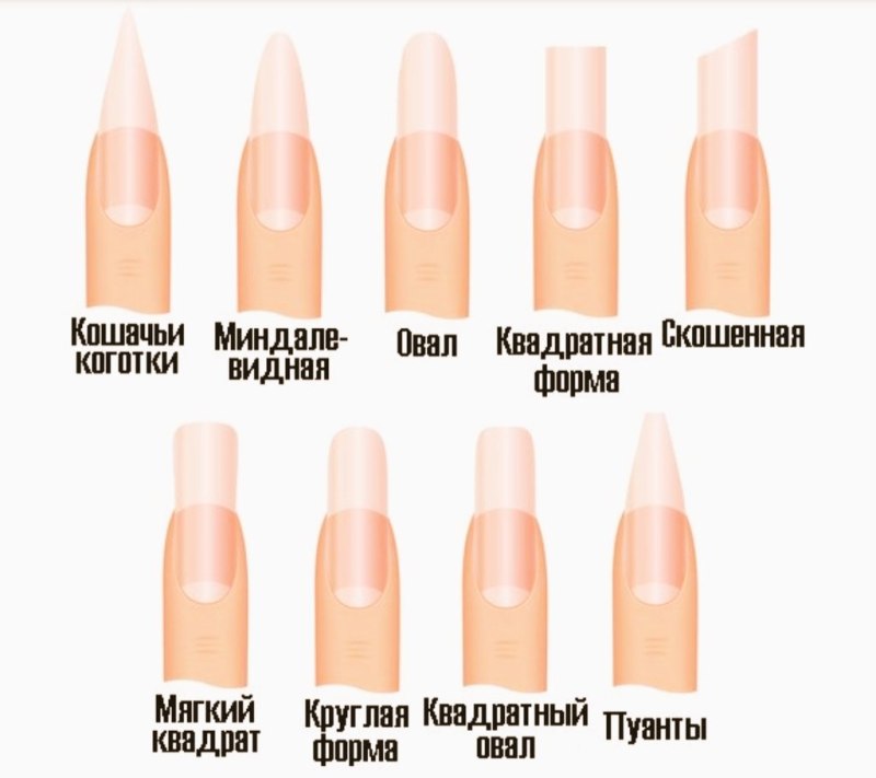 Название форм ногтей при наращивании