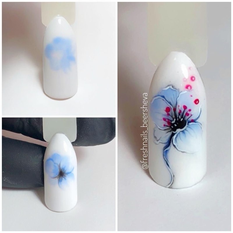 Маникюр акварель на короткие ногти