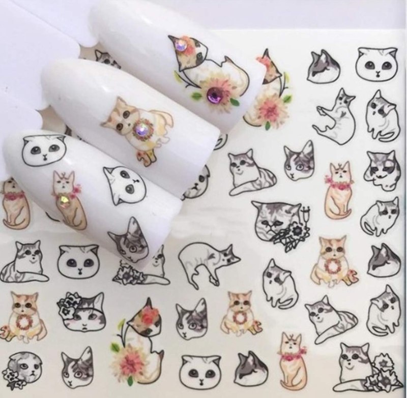 Наклейки на ногти кошки