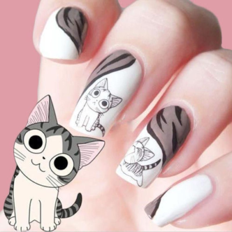 Наклейки на ногти кошки