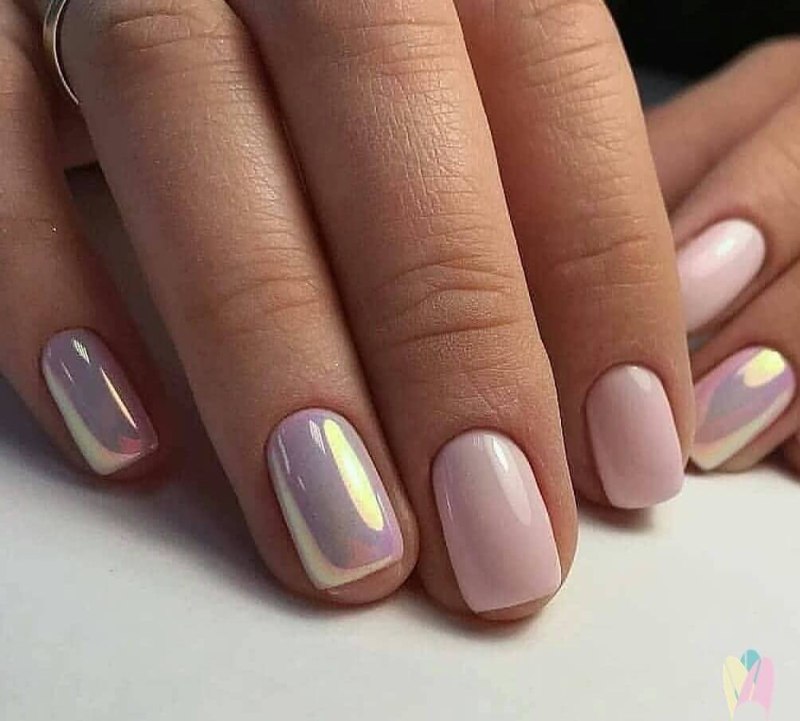 Маникюр на короткие ногти с втиркой 2019