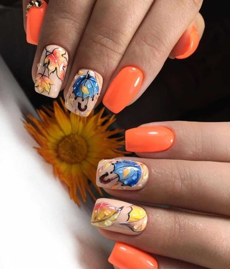 Красивый маникюр рыжего френча