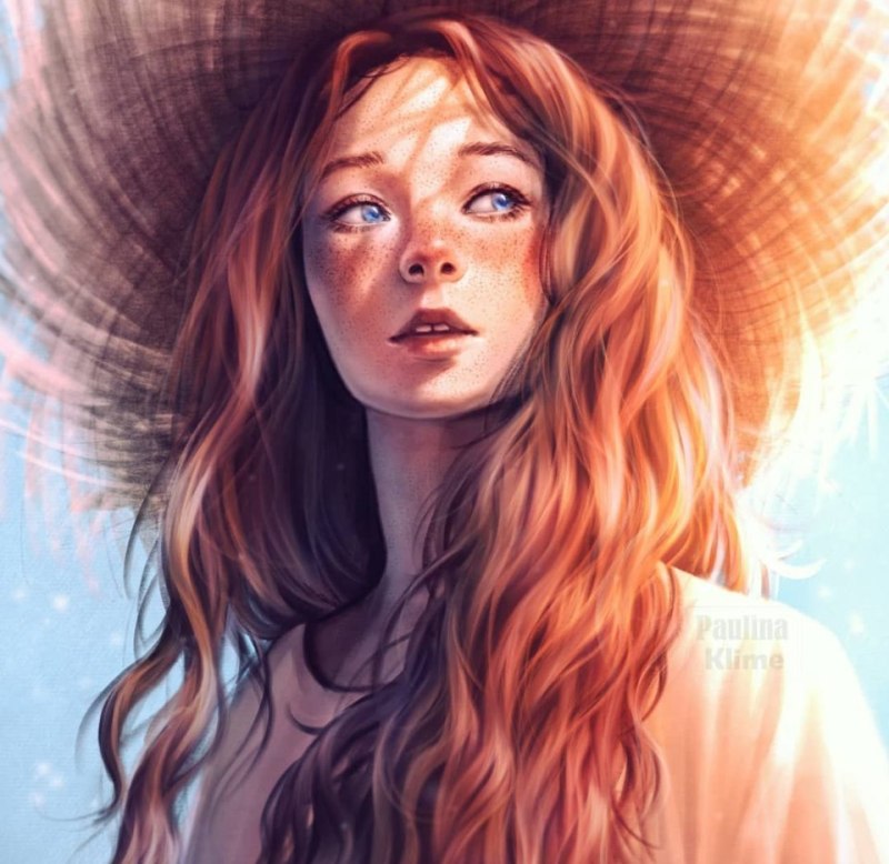 Рыжая девушка нарисованная