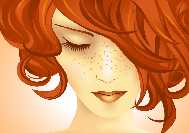 Рыжие волосы акварель