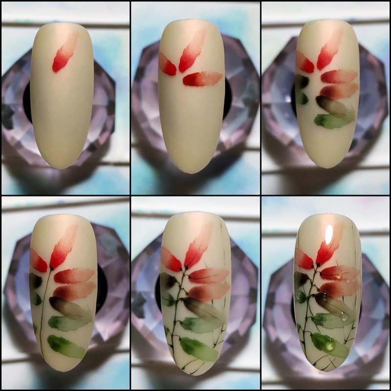 Акварель на ногтях осень