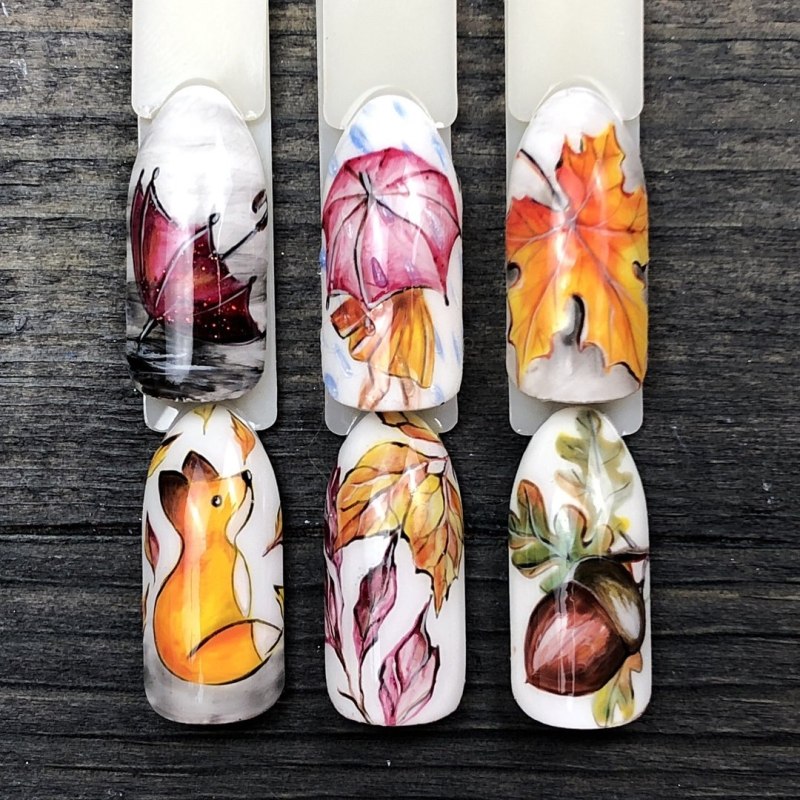 Акварель на ногтях