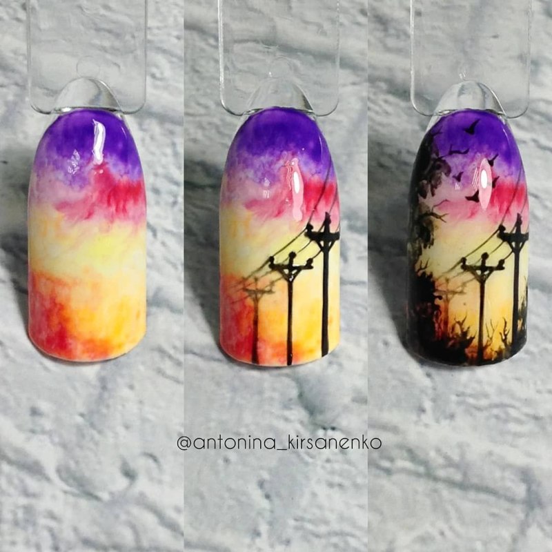 Пейзаж на ногтях