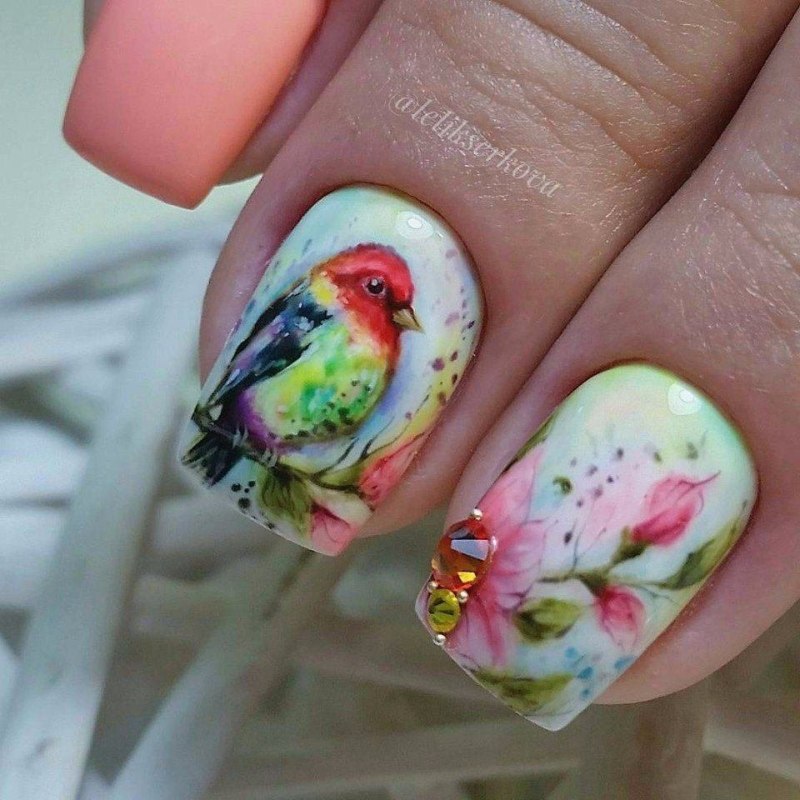 Осенняя акварель на ногтях