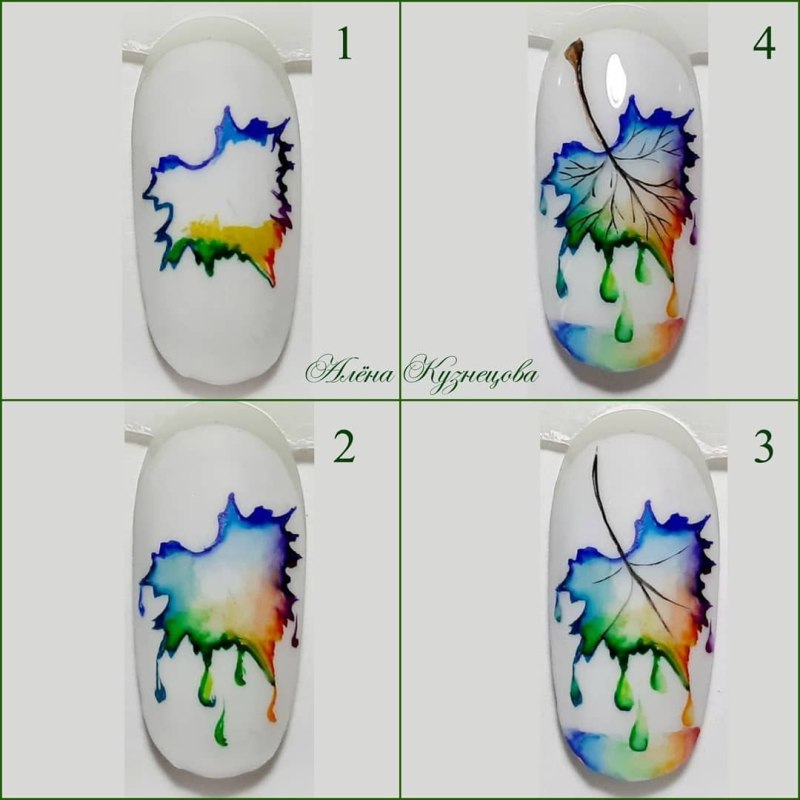 Маникюр с акварельной росписью