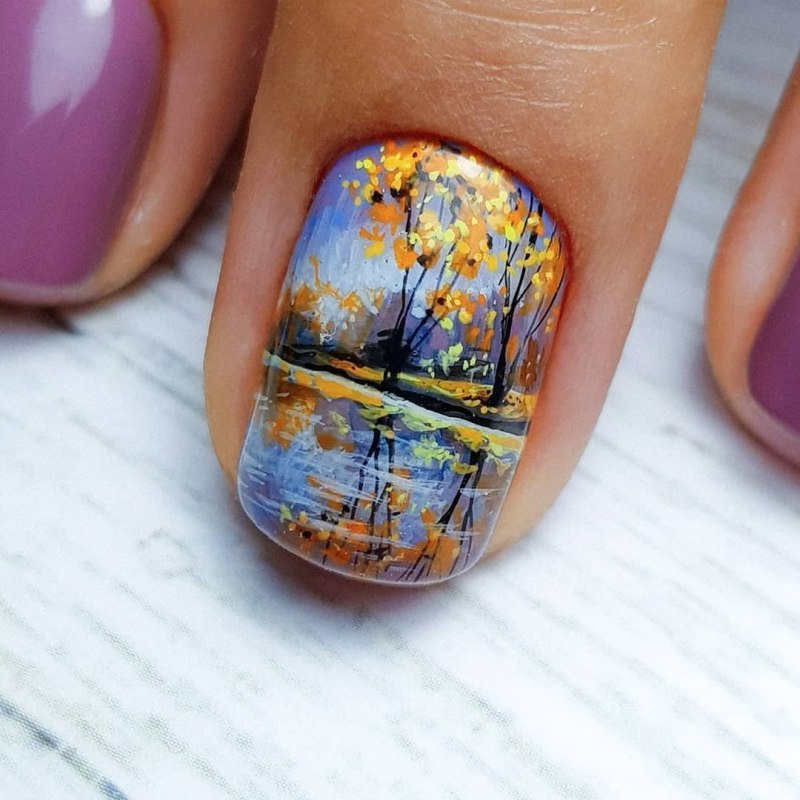 Осенний маникюр роспись