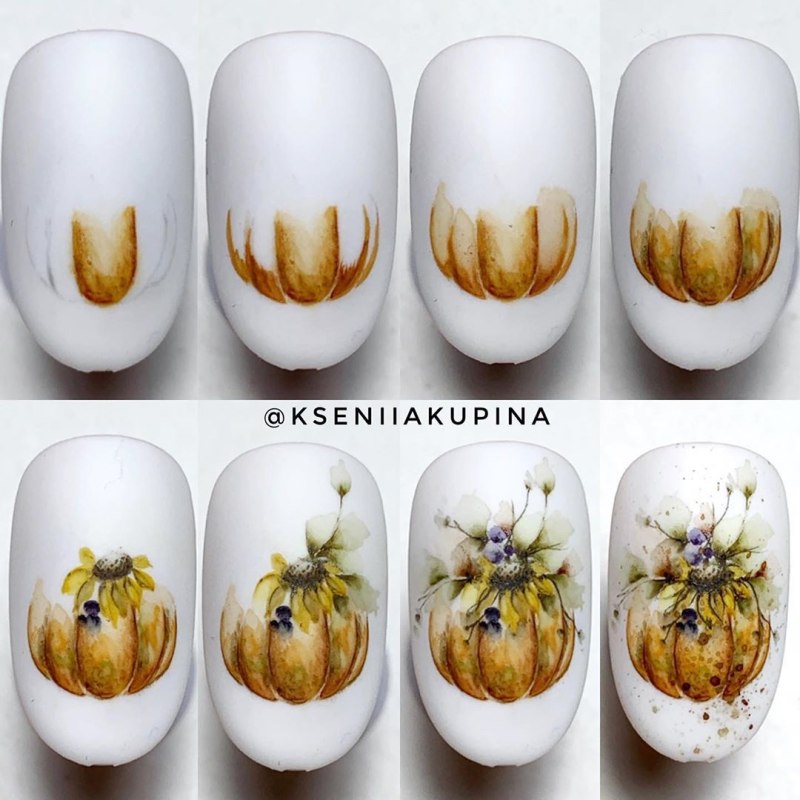 Яркий маникюр с росписью