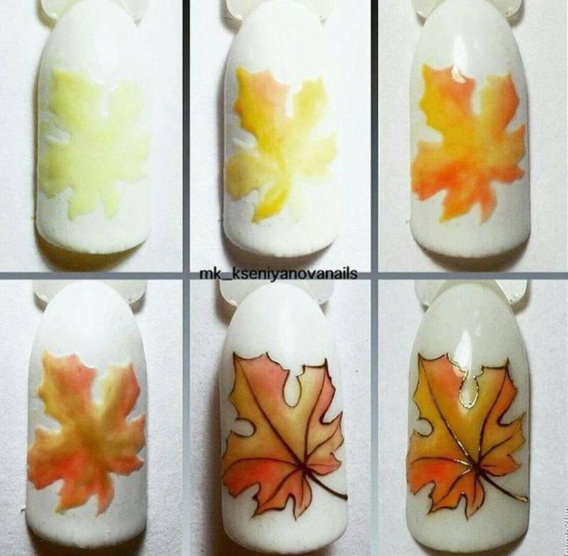 Осенние дизайны ногтей пошагово