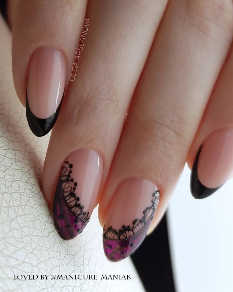 Маникюр френч на миндалевидных