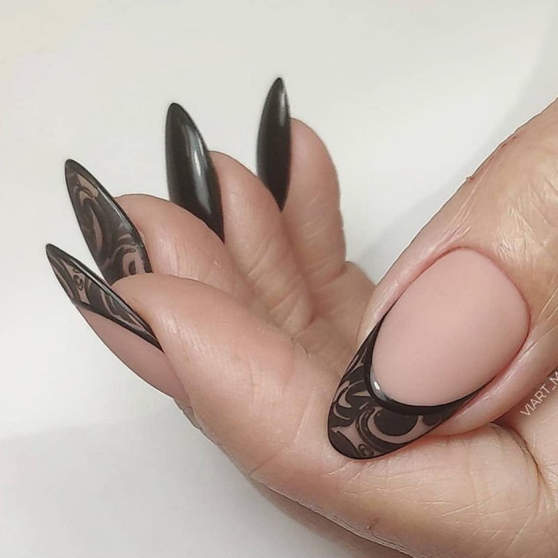 Синий френч миндаль 2022