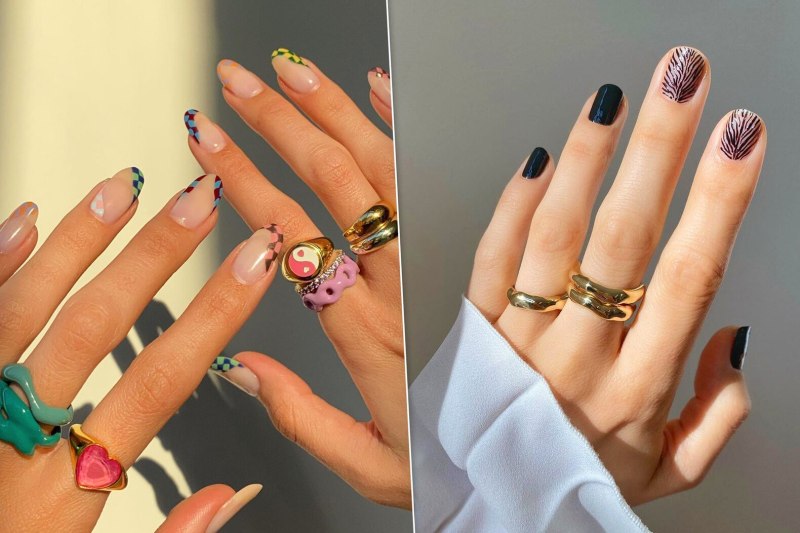 Маникюр на длинные ногти миндалевидной коралловый