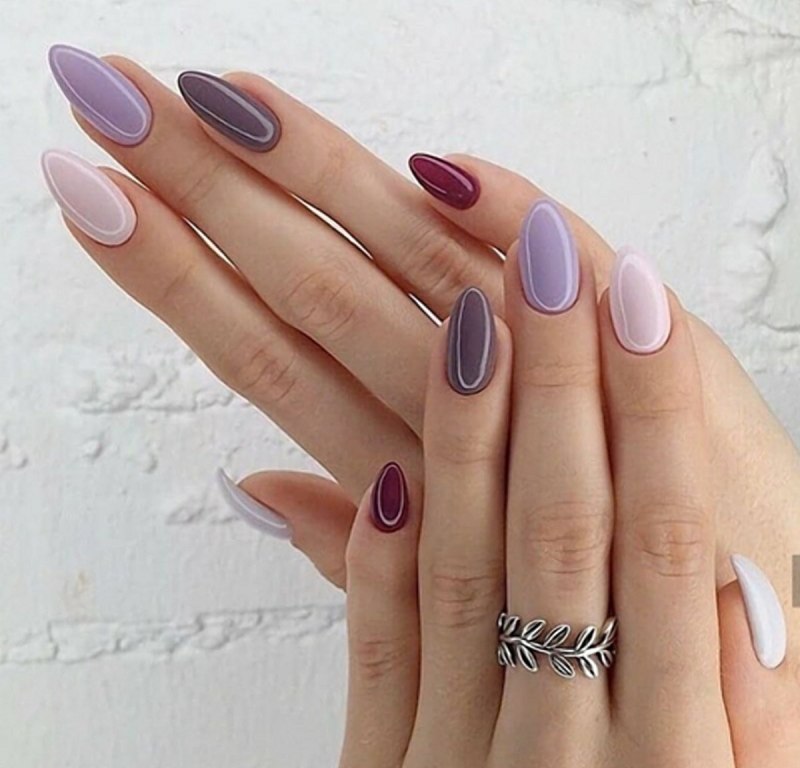 Ногти 2020 однотонные комбинированные