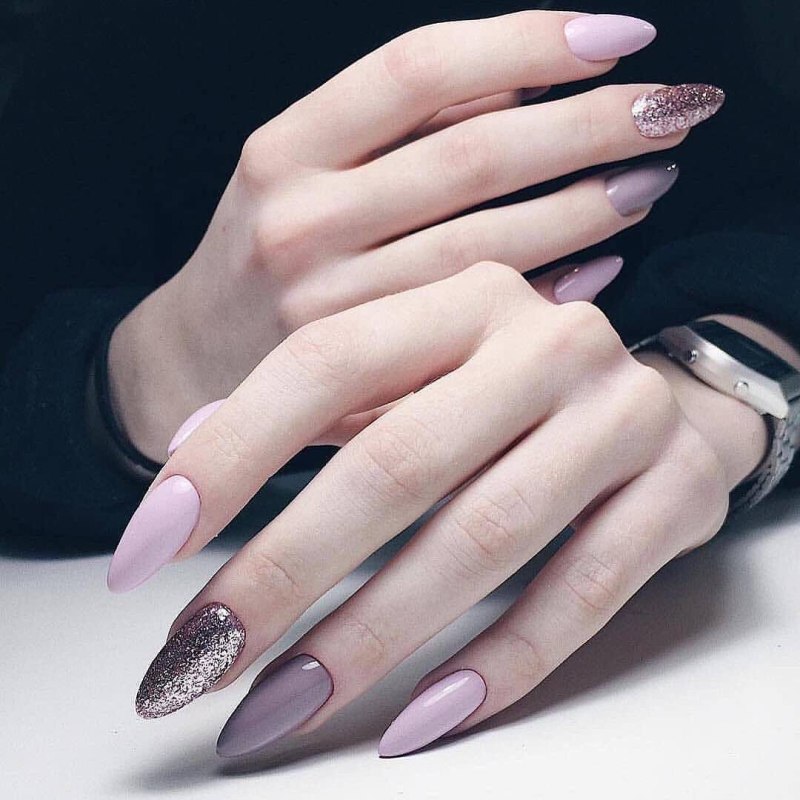 Маникюр на миндалевидные ногти