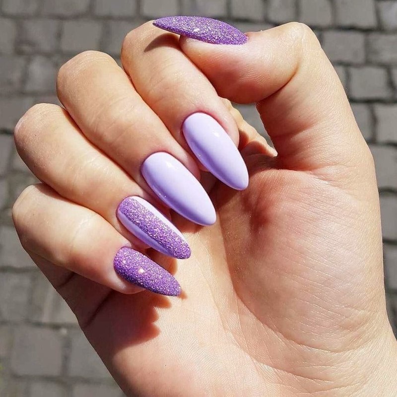 Лавандовые ногти 2021 миндаль