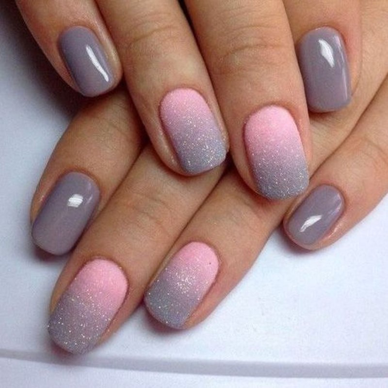 Черно белый градиент маникюр