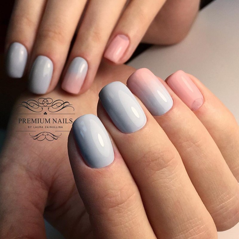 Маникюр омбре серый