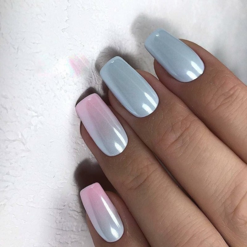 Маникюр омбре серый