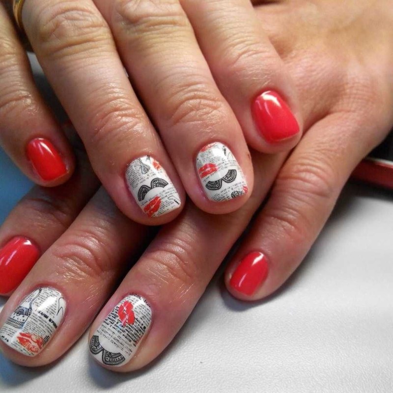 Маникюр с газетным принтом в домашних условиях