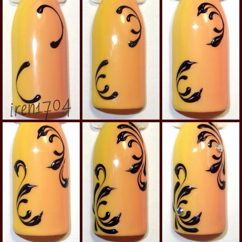 Пошаговое рисование на ногтях