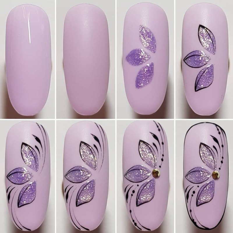 Цветы на ногтях пошагово