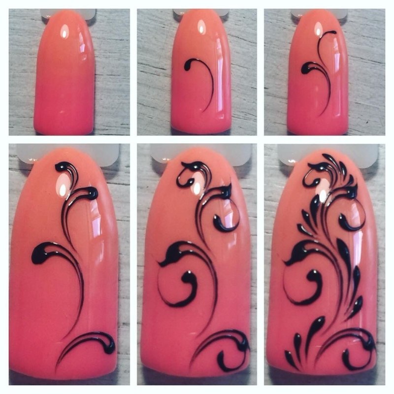 Вензеля на ногтях для начинающих