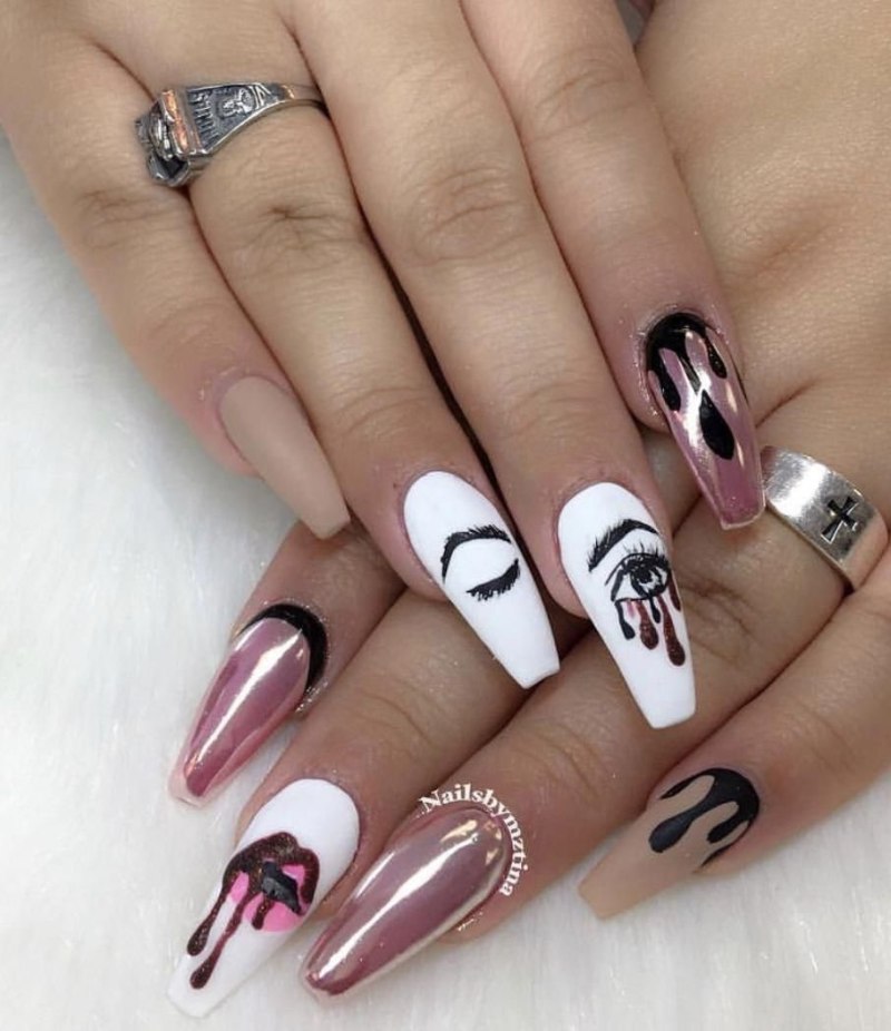 Маникюр с надписями для подростков