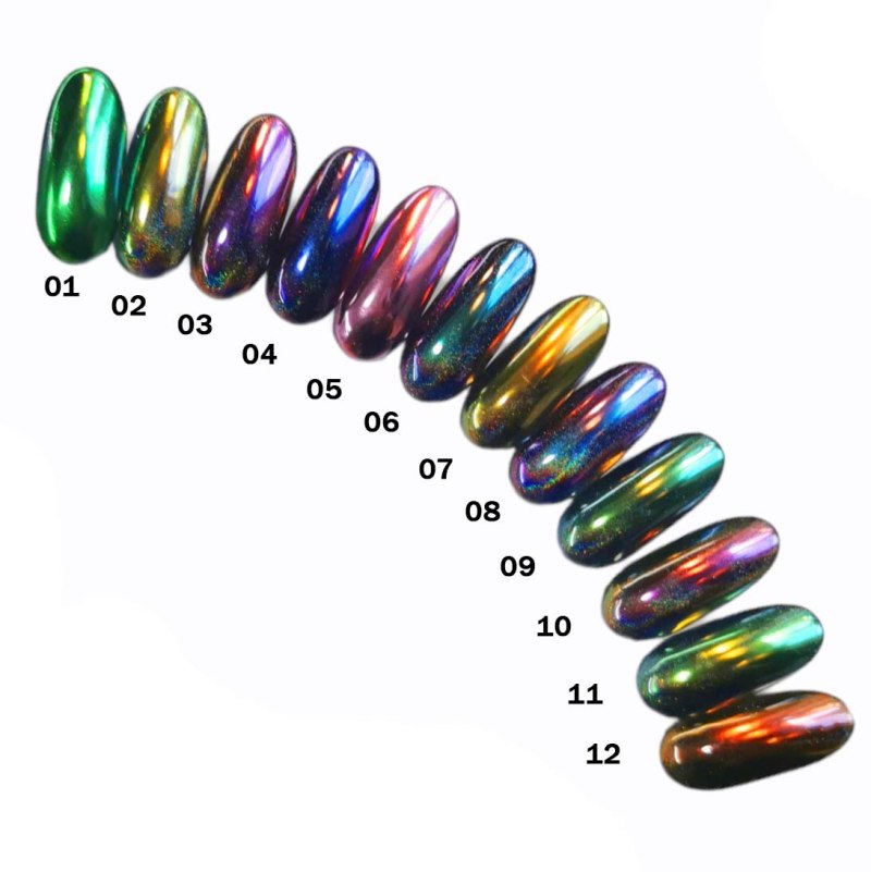 Зеркальный зелёный маникюр