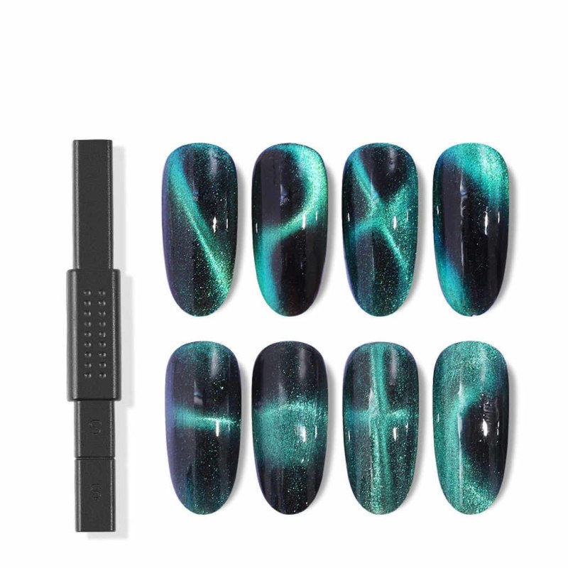 Маникюр гель-лак кошачий глаз магнитный