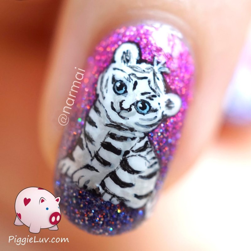 Ногти с тигром на новый год