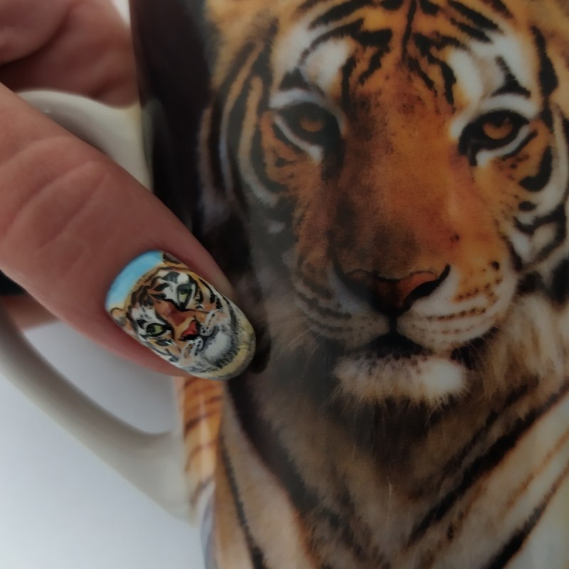 Ногти нарощенные с тиграми