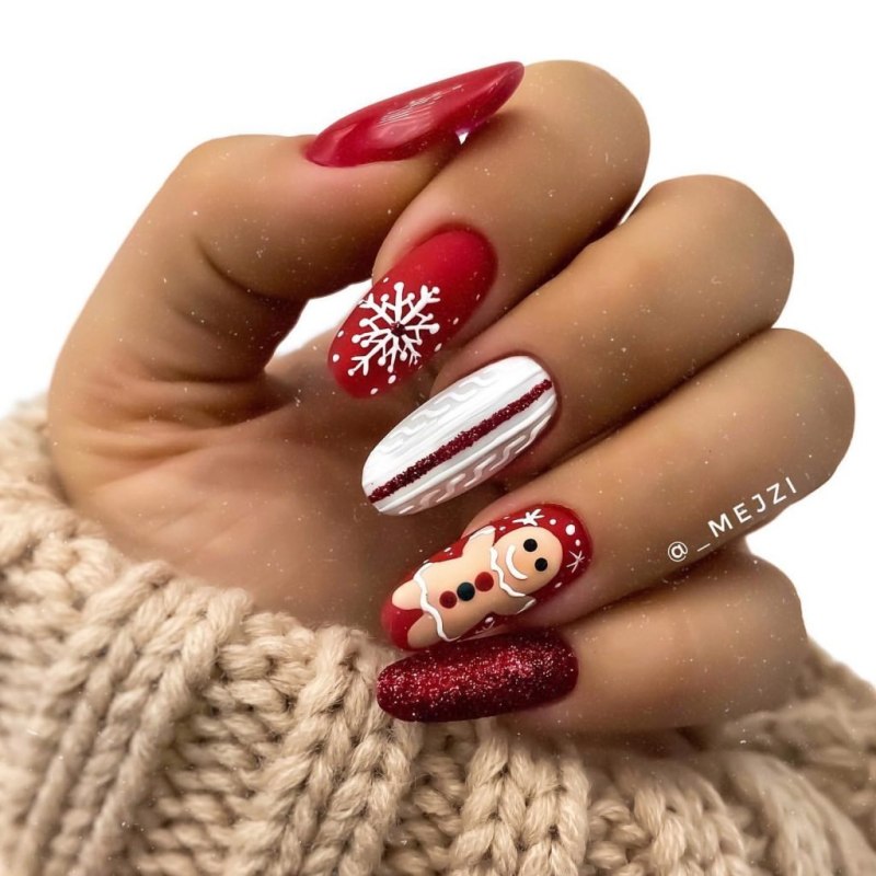 Ногти на новый год 2021 красные