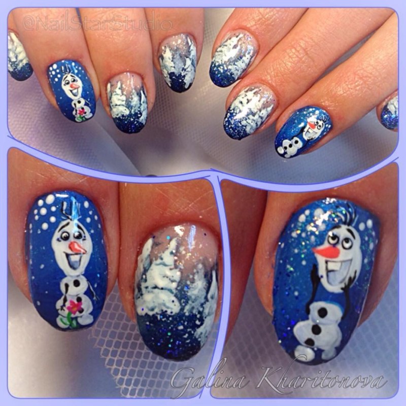 Новогодняя роспись ногтей
