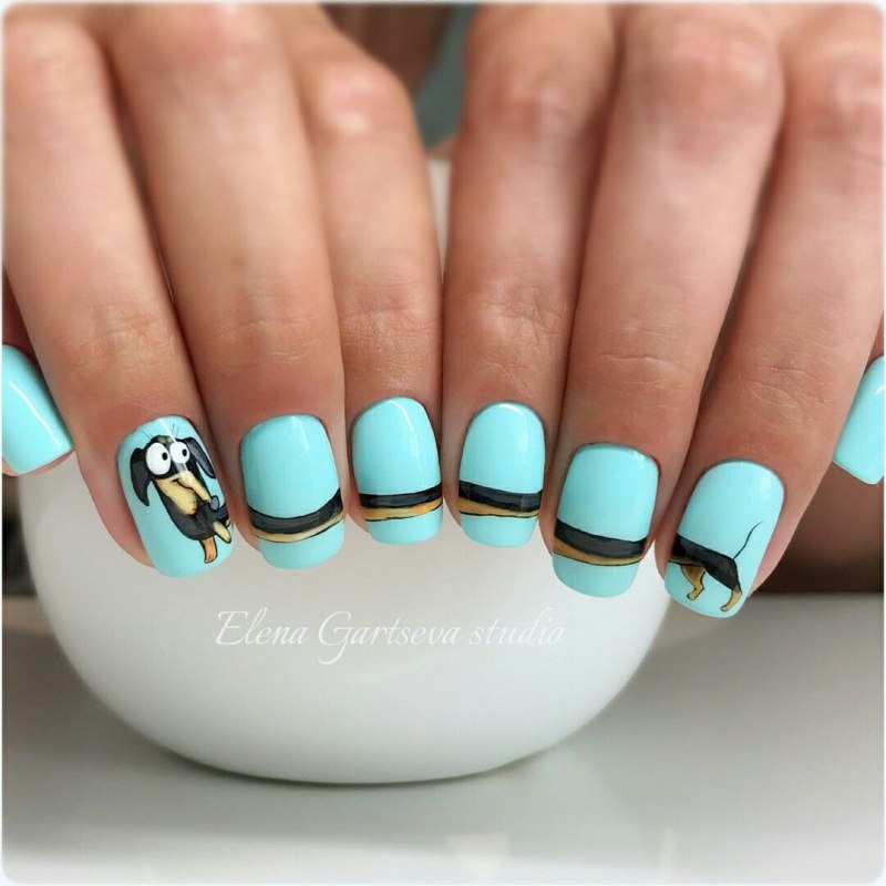 Маникюр с собачками рисунком