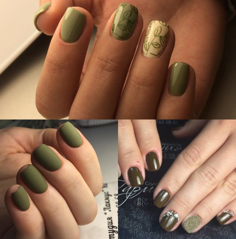 Маникюр болотного цвета
