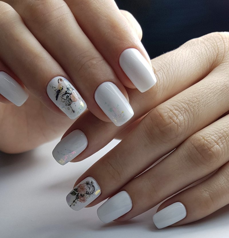 Свадебный маникюр белый