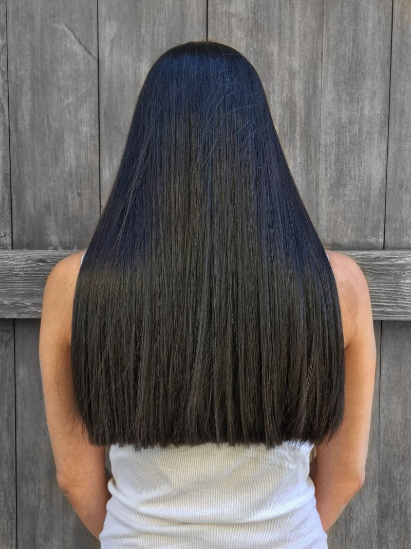 Окрашивание темных прямых волос