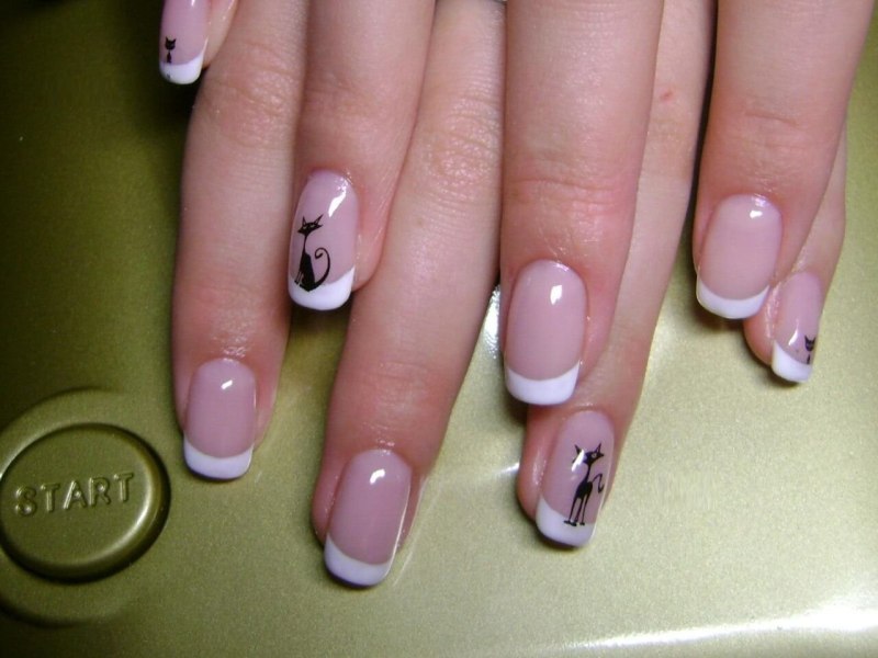 Модный френч на длинные ногти