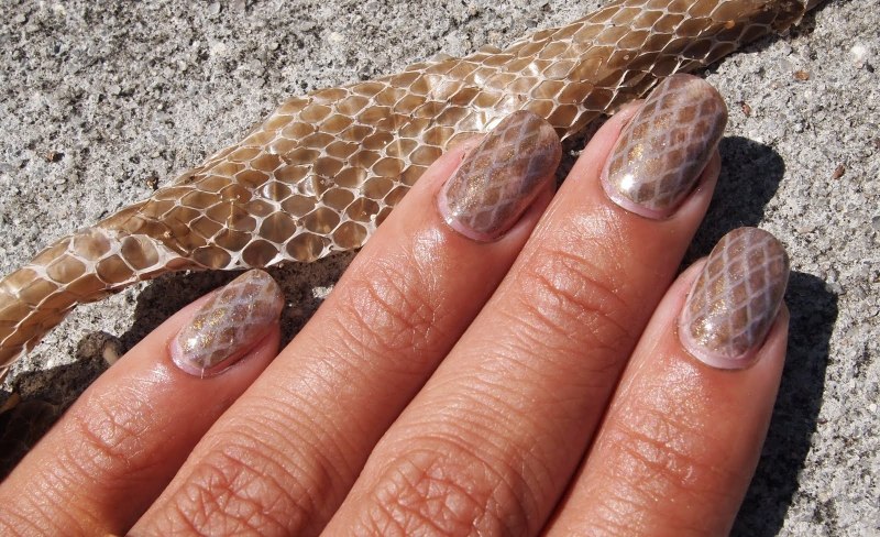 Ногти с принтом змеи