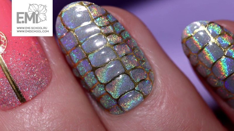 Маникюр змеиная кожа гель лак