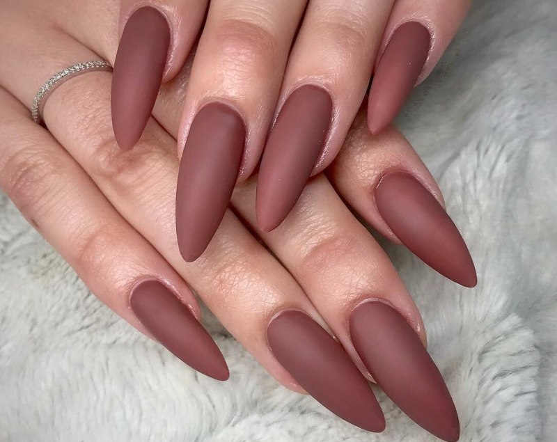 Однотонные длинные ногти