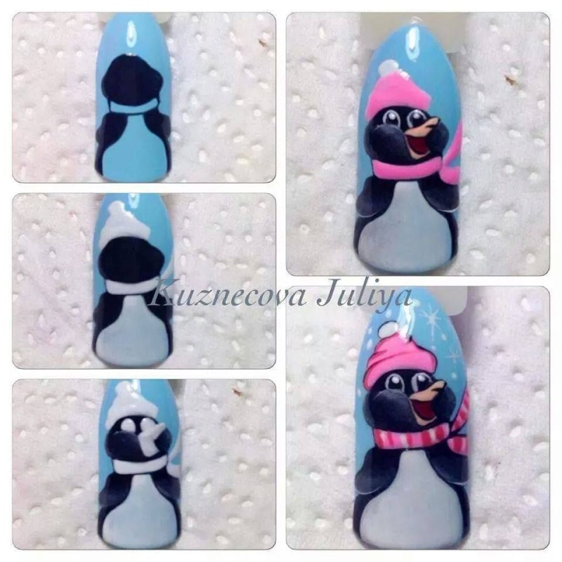 МК Пингвин на ногтях