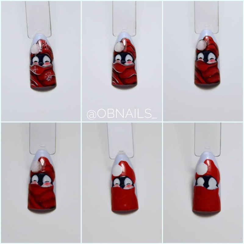 Christmas Nail Art Пингвин
